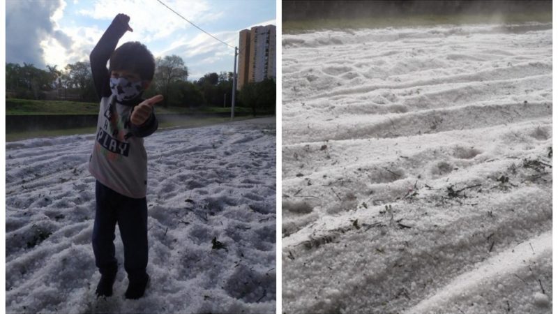 Moradores relatam susto com chuva de granizo que deixou ruas de Jundiaí cobertas de gelo